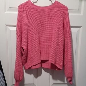 Cozy Pink Cropped Knit Sweater
